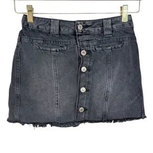 Free People - Faded Black Midnight Sun Mid Rise Denim Mini Skirt/Skort Size 25 thumbnail 7
