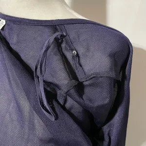 & Other Stories Sheer Metallic Long Sleeve Midi Wrap Dress Navy Blue Size 2 thumbnail 16