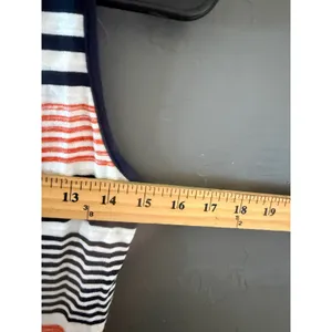 Talbots Womens Striped Lace Up‎ V-Neck Maxi Dress Navy Coral White Sleeveless XS thumbnail 5
