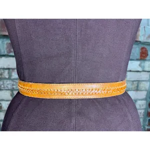Liz Claiborne belt genuine leather brown braided skinny western thumbnail 4