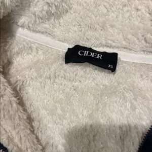 Cider Cream and Navy Fleece Hoodie thumbnail 2