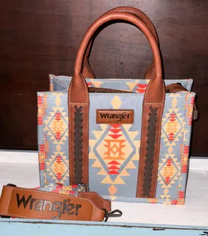Southwestern Print Small Canvas Tote/Crossbody Allover Aztec thumbnail 1