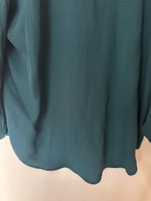 Teal V-Neck Long Sleeve Women's Blouse Sz M thumbnail 3