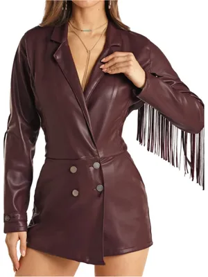 Rock and Roll Denim Fringe Pleather Romper thumbnail 1