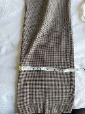 Aritzia Babaton Atelier Beige Brown Houndstooth Pattern Dress Pants Office US 12 thumbnail 12