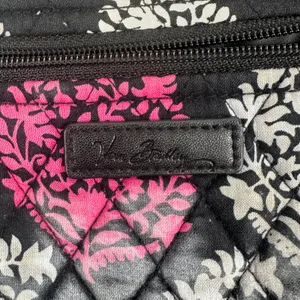 Vera Bradley Crossbody Bag Purse Quilted Black Pink Gray Floral Shoulder Bag‎ thumbnail 6
