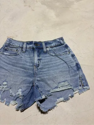 Aerie NWT Distressed Light Blue Denim Shorts XXS MSRP$59 thumbnail 2