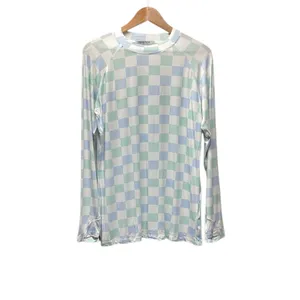 Michelle Mae Checkered Long Sleeve buttery soft rayon blend Top size large thumbnail 3