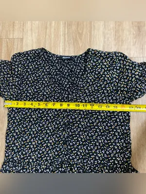 Madewell Black Floral V-Neck Peplum Top thumbnail 4