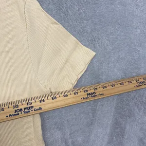 Madewell Shirt Womens XL Lace Trim Ribbed V Neck Short Sleeve Top Beige NY958 thumbnail 6
