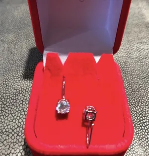 Bloomingdale's CZ Diamond Pendant Earrings in Red Gift Box thumbnail 2