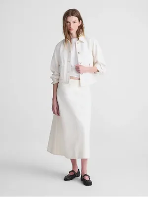 Madewell Airy Denim Slip Midi Skirt color rigid canvas Size 28 NWT thumbnail 2