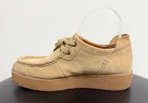 Zodiac Sand Tan Suede Leather Platform Fern Square Toe Chukka Lace Up Shoes 8 M thumbnail 3