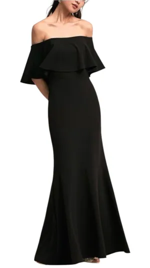 BHLDN Dara Black Off Shoulder Ruffle Sleeve Gown Maxi Dress US 10 thumbnail 1