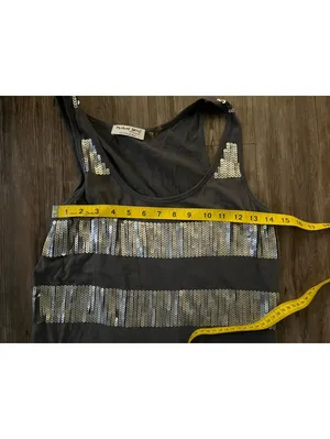 Y2K Michael Stars Gray Sequin Tank Top One Size thumbnail 4