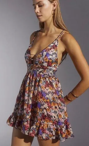 Urban Outfitters Naoi Strappy Mini Dress Colorful Floral Size M thumbnail 3