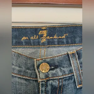 7 For All Mankind Blue Low-Rise Boot-Cut Jeans. Size-26. Boho Revival thumbnail 2
