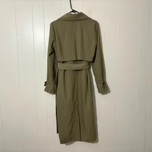 Avec Les Filles Stretch Crepe Double Breasted Trench Coat Olive XS thumbnail 10