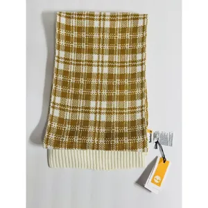 Timberland‎ Buffalo Plaid Knit Scarf in Wheat/Cream Chunky Women’s Unisex OS NWT thumbnail 9