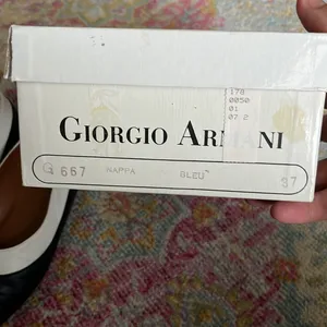 Giorgio Armani navy/white leather flat thumbnail 4