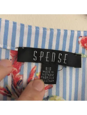 Spense Floral Blue and White Striped Jumpsuit Belt Loops and Pockets Vacation thumbnail 8