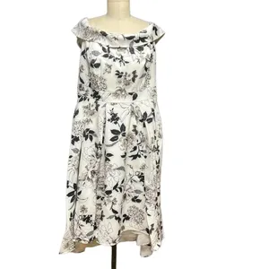 City Chic Flourish Off the Shoulder Dress Ivory Mod Floral Plus Size 14‎ thumbnail 3