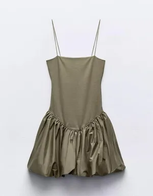 ZARA Mixed Rib Poplin Balloon Dress thumbnail 2
