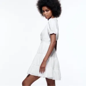 Zara dress mini‎ boho embroidered openwork lace eyelet summer sundress M thumbnail 4