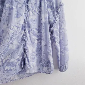 Joie Floral Button Down Long Sleeve Ruffle Blouse thumbnail 4