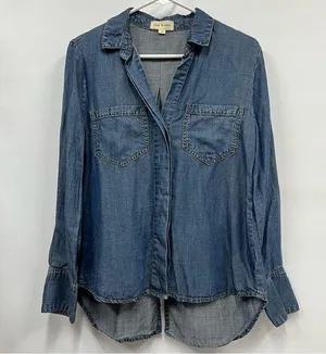 Cloth & Stone xs Denim Shirt Tencel Button Down top long sleeve thumbnail 1