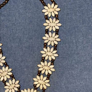 Squash Blossom Style necklace with real stone and bronze colored setting Brown thumbnail 3