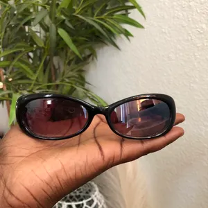 Retro Preppy Vintage 90s 2000s Y2K Classic Black Oval Rectangle Sunglasses #whimsygoth #boho #minimalist #grunge #streetwear thumbnail 2