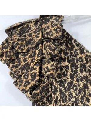 Cynthia Rowley Leopard Print Ruffle Sleeve Dress Size Medium thumbnail 6