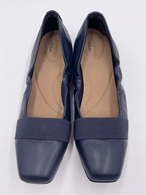 Clarks Women's Tilmont Slip Ballet Flats Size 9 Wide Navy Blue Leather Elastic thumbnail 4