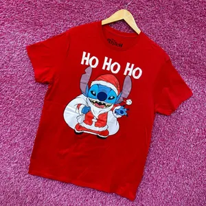 Santa Stitch Ho Ho Ho Lilo & Stitch Christmas Disney Tee L thumbnail 3