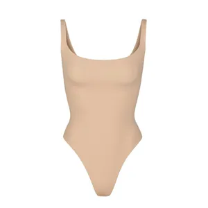 SKIMS fits everybody bodysuit shapewear square neck nude clay ocre beige thong thumbnail 7
