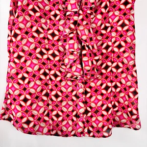 Banana Republic Ruffle Button Down Blouse XS Petite Geometric Print Semi-Sheer thumbnail 6