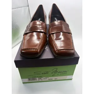 Sesto Meucci Sissy Tan Calf Leather Square Toe Block Heel Penny Loafers Size 8N thumbnail 8