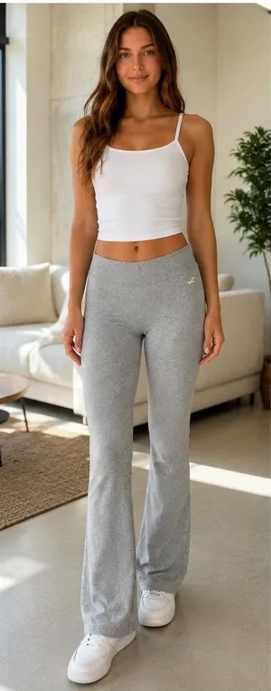 Hollister Flare Yoga Pants Womens Small Short Gray Heathered Stretch Lounge thumbnail 1