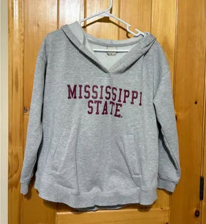 Gray Mississippi State Hoodie Miss State Sweatshirt Size M thumbnail 1