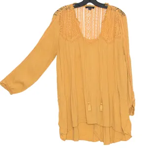 American Eagle Top Boho Cottage Prairie Romantic Hippie Fairy Folk Mustard Large thumbnail 7