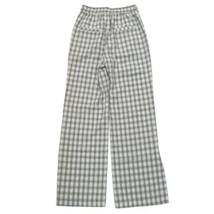 Princess Polly Plaid Wide Leg Pants Sage Green White High Waisted Side Slit Sz 2 thumbnail 2