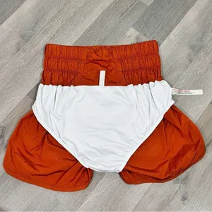Free People The‎ Way Home Nylon Athletic Running Shorts Rust Orange Small thumbnail 9