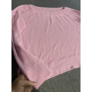 Anthropologie Daily Practice Waffle Knit Slightly Cropped Pink Long Sleeve Sz S thumbnail 2