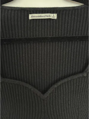 Abercrombie Ribbed Long Sleeve Bodysuit Black thumbnail 3