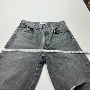 Agolde 90’s Crop Faded Black Trip Dark Grey Gray High Rise‎ Loose 24 Denim Jean thumbnail 9