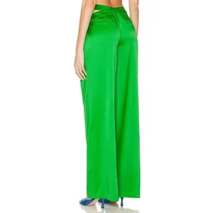 SEROYA Zarri Silk Wide Leg Pant Kelly Green Womens Size Small thumbnail 5