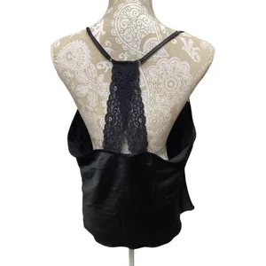 Black Satin Lace Camisole Top Size XL Babydoll Emo Fairygrunge Whimsigoth thumbnail 2