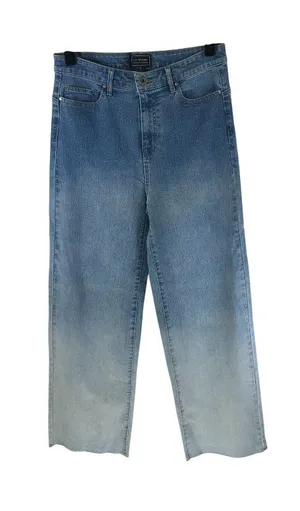 G by Giuliana Black Label Womens Wide Leg Jeans Ombre Size 10 High Rise thumbnail 1