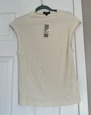 JCrew Cream Beaded Sequin Top Blouse Holidays New Years NWT thumbnail 1
